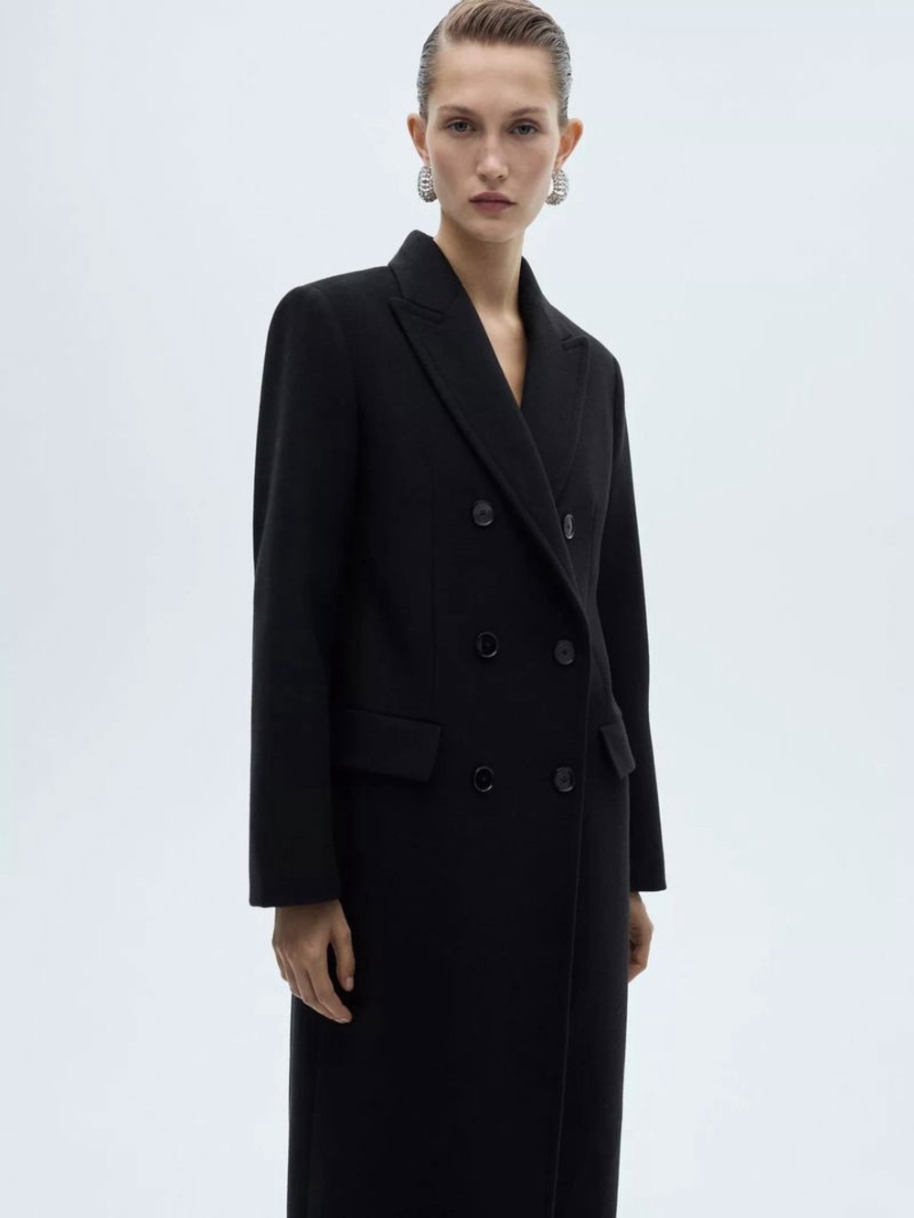 Mango Navy Tailored Coat